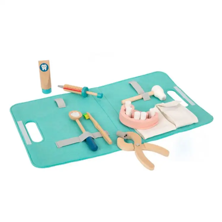 2022 New Wooden Pretend Medical Game Dentist Doctor Play Kit Set Toys For Girls Boy Kids