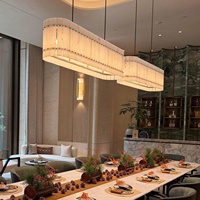 Lustre LED Rectangulaire AB Spain Alabaster, Style Français de Luxe, Moderne et Minimaliste, pour Restaurant, Salle à Manger, Bar, Zone de Réception