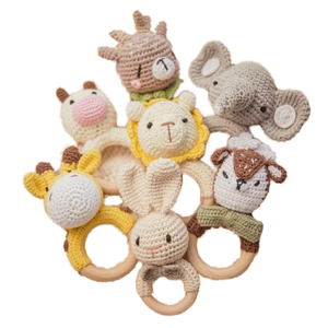 Lot <span class=keywords><strong>de</strong></span> 3 jouets suspendus pour bébé en crochet éco-sensoriel, animaux amigurumi <span class=keywords><strong>renard</strong></span> forestier, avec <span class=keywords><strong>anneau</strong></span> <span class=keywords><strong>de</strong></span> <span class=keywords><strong>dentition</strong></span> - Product Image 1