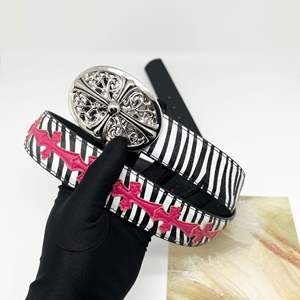 Cinturón de cuero de alta calidad de moda más nuevo para hombres y mujeres personalizado clásico cebra colorido Cruz Punk cinturón Metal venta al por mayor Hiphop - Product Image 1