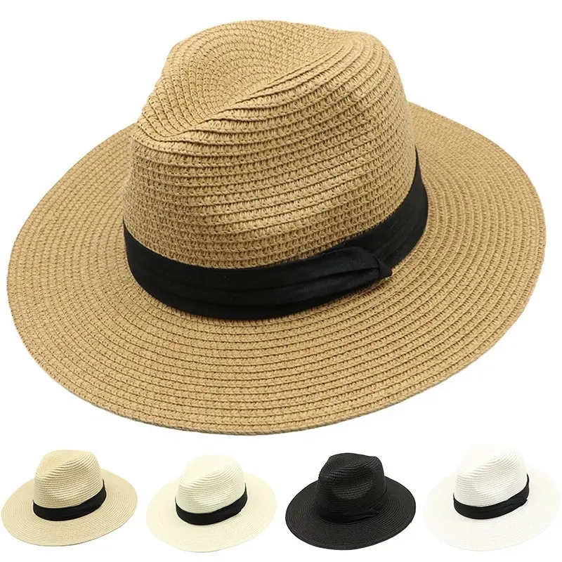 Furtalk rộng vành rơm Panama Hat đối với phụ nữ và nam giới mùa hè bãi biển Sun Fedora giản dị và du lịch dành cho người lớn phụ kiện