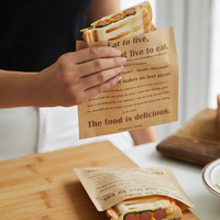 Sacs en papier enduits de cire imprimés sur mesure, résistants à la graisse, auto-adhésifs, pour frites, emballage pour camions de restauration rapide