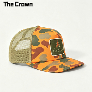 Casquette Trucker Camouflage Personnalisée de Haute Qualité avec Patch Tissé, Visière Plate, 5 Panneaux, Dos en Maille, Broderie Vert Olive – Vente en Gros - Product Image 3