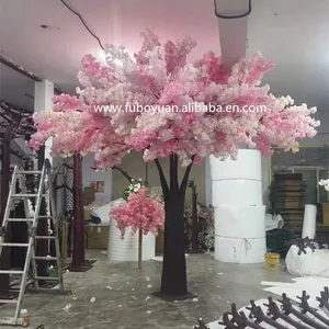 S02508 Atacado Restaurante Salão Decoração De Casamento Gigante Fake Plant Flower Tree Grande Rosa Branco Artificial Silk Cherry Blossom Tree