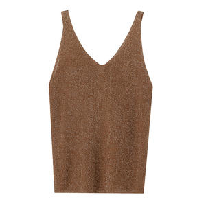 Camiseta de Tirantes Finos Brillante de Punto Ligero para Mujer, Top de Moda - Product Image 5