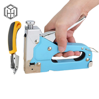 Pistolet à agrafes en acier robuste pour meubles bricolage décoration bois artisanat menuiserie trois-en-un pistolet à agrafes bleu réglable à une main