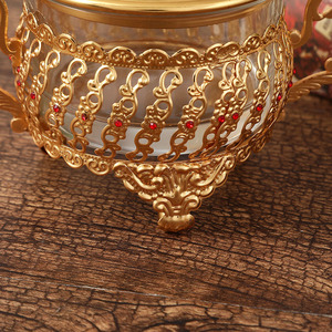 Exquisitos tarros de metal para condimentos de estilo europeo para el hogar, exquisitos tarros de azúcar de vidrio transparente con diseño hueco. - Product Image 6