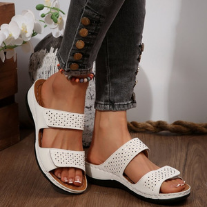 Zapatillas de plataforma para mujer, zapatos de playa transpirables con punta abierta para verano, para exteriores, en negro, blanco y azul, talla grande - Product Image 4