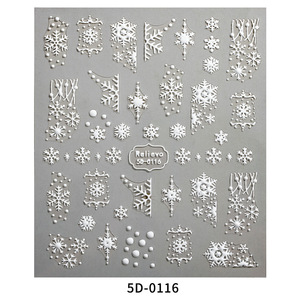 Autocollant pour ongles Relievo 5D en forme de flocon de neige de Noël, auto-adhésif, décoration artistique 5D-0116 - Product Image 2