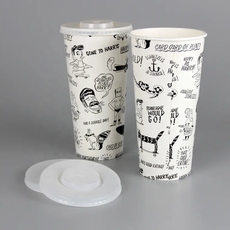 Eco Friendly Disposable Paper Take Out Paper Cup Cold Drink Paper Cup With Lid