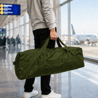 Sac de voyage utilitaire pliable et étanche en polyester noir robuste avec fermeture éclair, 55L, 80L, 100L, 150L