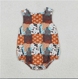 Baby SR3773 Howdy - Pelele de verano para bebé con estampado azteca de calavera de vaca y cuadros - Product Image 3