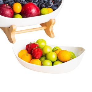 Cadre en bois de bambou en céramique fruits collations plat assiette de service alimentaire présentoir pour <span class=keywords><strong>salade</strong></span> légumes Fruits noix collations - Product Image 3