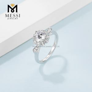 Anillo de Compromiso Masónico de Plata de Ley 925 con Halo de Moissanita de 1 Quilate, Diseño de Joyería de Moda Messi - Product Image 6