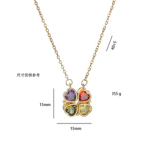 הנמכר ביותר נירוסטה 4 עלה תלתן לב תליון שרשרת תליון cz יהלום cz בצורת לב יצירתי בצורת לב - Product Image 6