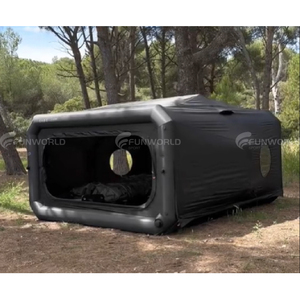 Grande tente de <span class=keywords><strong>camping</strong></span> noire personnalisée, abri gonflable à déploiement rapide, station d'air, pod avec fenêtre et portes en maille - Product Image 2