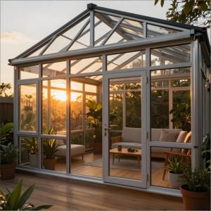 Veranda Moderna Minimalista con Telaio Sottile in Vetro <span class=keywords><strong>per</strong></span> Ufficio, Studio da Giardino, Ristorante di Grado Commerciale, Area Pranzo - Product Image 3
