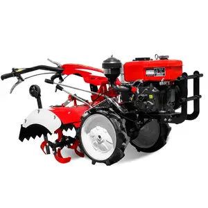 Agricultural machine garden mini tractor diesel hand power operated plough tiller rotary cultivator