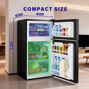 Réfrigérateur compact à congélateur supérieur de 138 L, design personnalisé, dégivrage automatique, petit réfrigérateur à double porte, réfrigérateur de cuisine pour la maison - Product Image 3