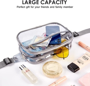 Tas Pinggang Lucu Vintage Premium Perlengkapan Mandi Outdoor Tahan Air PVC Resleting Wanita Pria Hitam Tas Selempang Fanny Pack Tas Pinggang Dapat Disesuaikan - Product Image 3