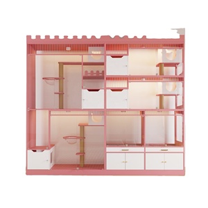 Solid <strong>Wood</strong> &amp; Glass Cat Shelter Villa Breathable Pet <strong>House</strong> - Product Image 1