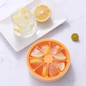 Haixin cetakan es batu silikon, 8 kisi mudah diambil bentuk oranye