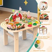 Table d'activités sensorielles pour bébé en bois massif ergonomique 8-en-1, table de jeu en pin au design moderne