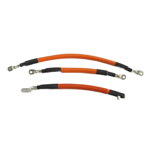 high voltage 4 awg 6awg industry electrical wiring harness power cable with insulated ring terminals lug for automobile truck