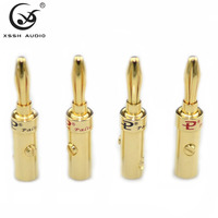 Connecteur banane audiophile, laiton plaqué or de qualité supérieure avec structure à ressort de précision pour l'assemblage de câbles d'amplificateur et de haut-parleur