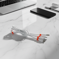 Kabel Data USB 3.0 C 3 in 1 Desain Jelly Oranye 3ft TPE Lembut, Pengisian Cepat 3A untuk iPhone & Ponsel