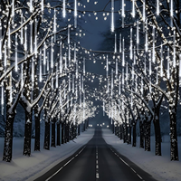 Guirlande solaire LED effet pluie de météores, étanche IP65, rechargeable, pour Noël, les fêtes, les arbres, les mariages, les jardins