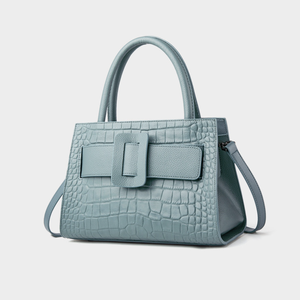 Sac fourre-tout bleu clair à motif crocodile ZhongHong pour femme, sac à bandoulière, sac à main, fermeture éclair, doublure en polyester, usage quotidien - Product Image 1