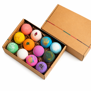 Ensemble de bombes de bain botaniques personnalisées faites à la main, 12 pièces, 800 g, assortiment de boules effervescentes colorées, hydratantes, relaxantes, aromatiques, boîte cadeau - Product Image 1