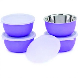 Juego de cuencos de acero inoxidable respetuosos con el medio ambiente de primera calidad, diseño clásico elegante recubierto de plástico para utensilios de cocina, venta al por mayor - Product Image 1