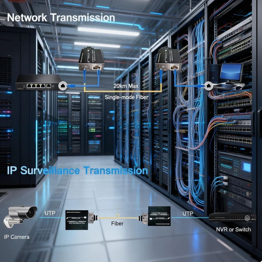 Micro Type Gigabit Ethernet Media Converter for 10/100/1000Base-TX to 100/1000Base-FX Fiber Optic Conversion
