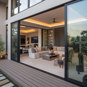 Porte coulissante moderne en alliage d'aluminium à double vitrage avec verre trempé, écoénergétique, pour usage extérieur dans les villas et les maisons - Product Image 5