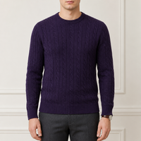 Pull en laine tricoté pour homme style Old Money, col rond torsadé, fabrication sur mesure