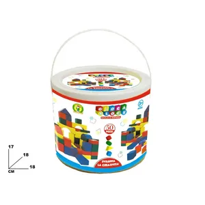 Seau de blocs de construction en bois, 50 pièces, pour enfants de 3 ans et plus, développe la créativité - Product Image 1