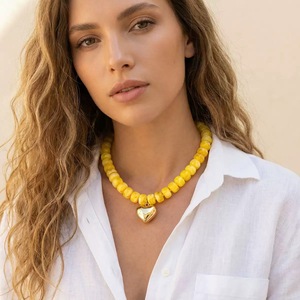 Collana Artigianale con Ciondolo a Cuore <span class=keywords><strong>in</strong></span> Perline di <span class=keywords><strong>Resina</strong></span> Acrilica Colorata, Gioiello alla Moda per Donne - Product Image 2