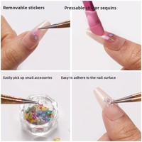 Pince à épiler double extrémité pour manucure et nail art, tête de pression en silicone, outil de pose de strass et autocollants, multifonctionnel en acier inoxydable