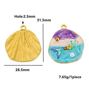 Pendentif Coquillage Fleur de Queue de Poisson Thème Océan en Acier Inoxydable pour la Fabrication de Bijoux DIY (Bracelets, Colliers, Boucles d'Oreilles) - Product Image 3