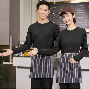 Camiseta de Manga Larga de Algodón Puro para Uniforme de Camarero, Color Sólido, para Restaurantes y Bares - Product Image 3