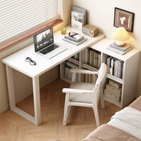 Bureau en bois massif en forme de L avec étagère latérale, bureau d'ordinateur d'angle, table d'étude pour la maison, vente en gros pour chambre et appartement