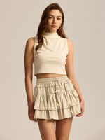 Jupe-short personnalisable pour femme avec cordon de serrage, style européen et américain, taille haute, ornée de perles, nouvelle collection été