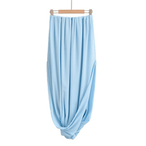 Elegant Women's Asymmetrical Ankle-Length Skirt With Slit In Solid Color Soft <b>Chiffon</b> Fabric For All Seasons - Product Image 6