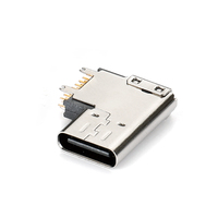 Conector USB-C 2.0 de 16 Pines, Hembra, Doble Fila, Tipo DIP, Receptáculo Vertical Lateral, Conector de Carga para PCB