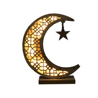 Décorations musulmanes pour le Ramadan Lampe de lune rougeoyante Lanterne en bois pour la maison Mosquée