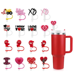Decoration Heart Reusable Tumblers Birthday Party Pride Gifts Straw Cover Decoration Valentines Straw Topper For Tumbler Cups
