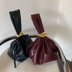 Pleated <b>Cloud</b> Bag Women <b>Pillow</b> Shape Single Strap Zipper Closure Wine Red And Black COULD Material Fall 2024 - Product Image 1