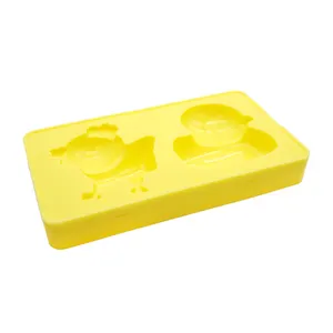 Unique style funny chicken duck shaped ice cube tray 2 holes silicone popsicle pop mold for frozen